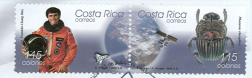 © (privat): Mit dieser Briefmarke würdigte die Regierung von Costa Rica die Verdienste des Astronauten Dr. Franklin Chang Diaz und von Professor Bert Kohlmann.