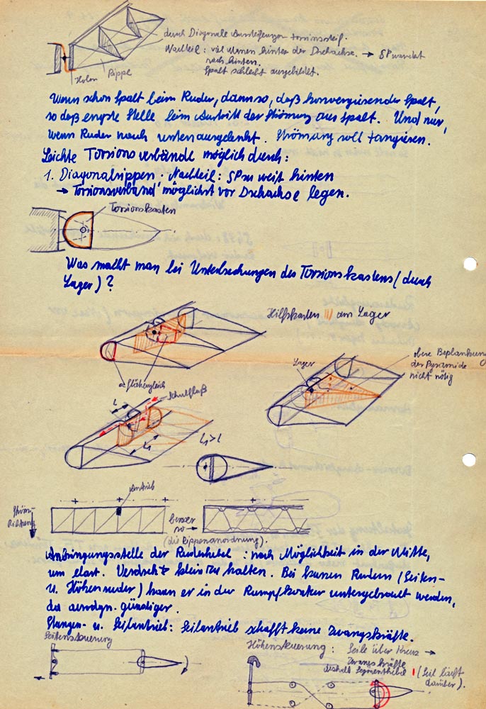 © Archiv TUD; Vorlesungsmitschrift zum Leichtflugzeugbau aus
dem Vorlass von Christian Müller