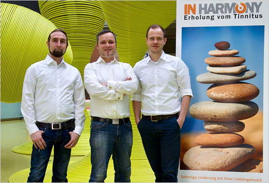 Archiv "In Harmony"; Das Ausgründerteam von "IN HARMONY": Matthias Lippmann, Martin Spindler, Steven Mack (v.l.n.r.)